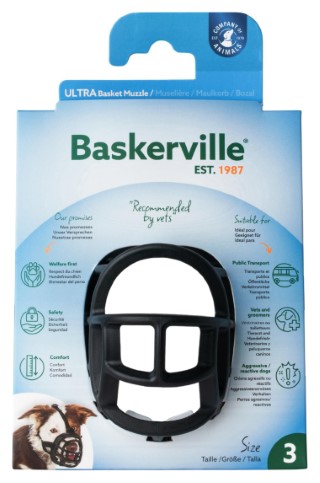 Muselière pour chien noire caoutchouc thermoplastique Baskerville Ultra – Taille 3 343321