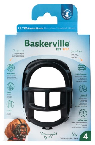 Muselière pour chien noire caoutchouc thermoplastique Baskerville Ultra – Taille 4 343322