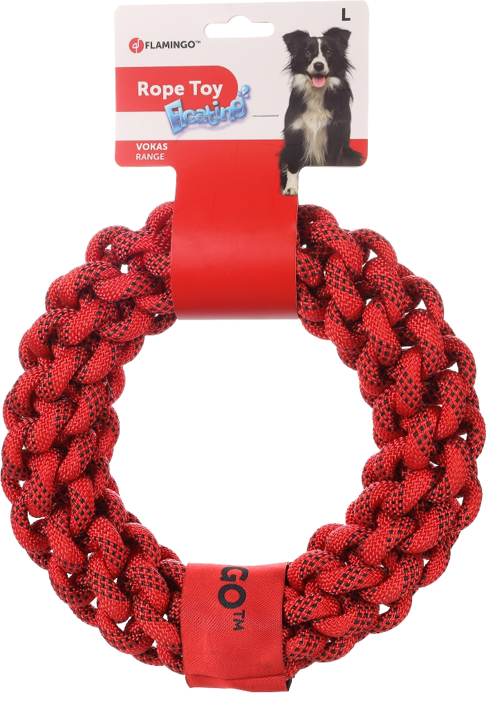 jouet chien - flamingo jouet vokas corde anneau rouge et noir - ø 25 cm