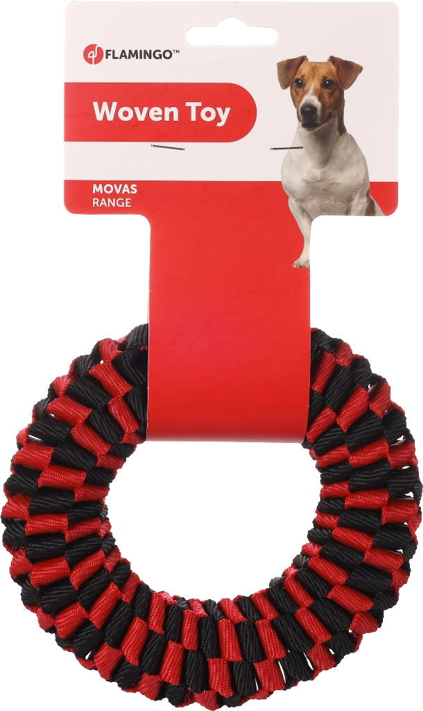jouet chien - flamingo jouet movas anneau rouge et noir - ø 15 cm