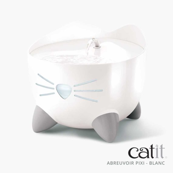 distributeur chat - catit fontaine à eau pixi blanche - 2l