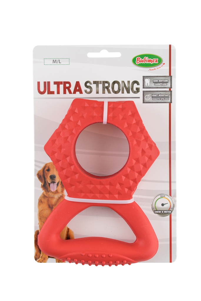 jouet chien - bubimex ecrou ultra strong rouge - 18 x 12,5 x 4 cm