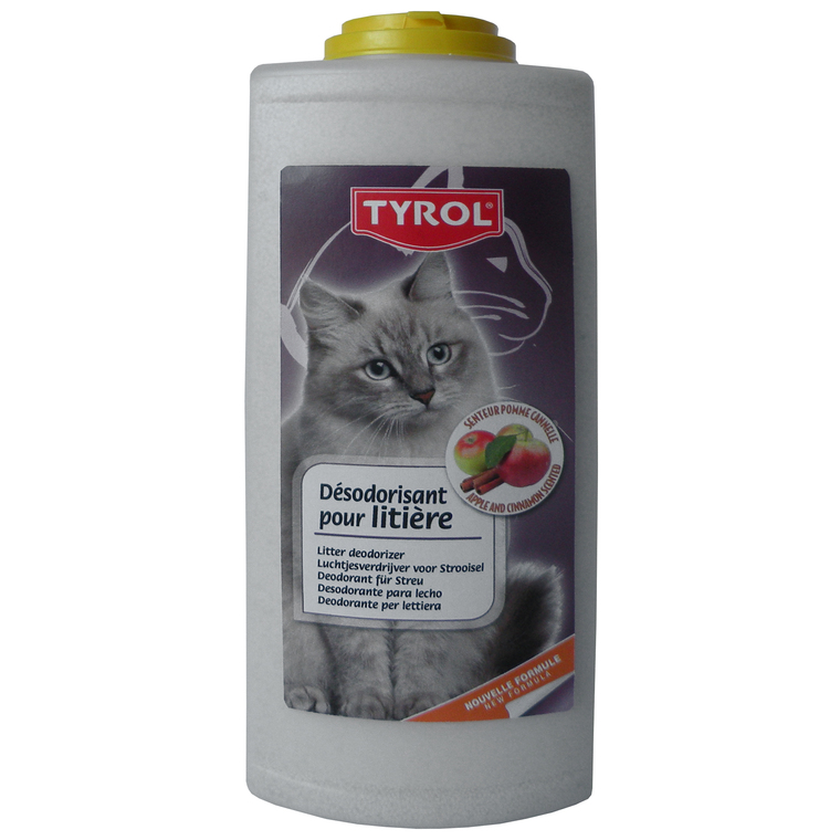 hygiène chat – tyrol désodorisant pour litière pomme/cannelle – 700 ml
