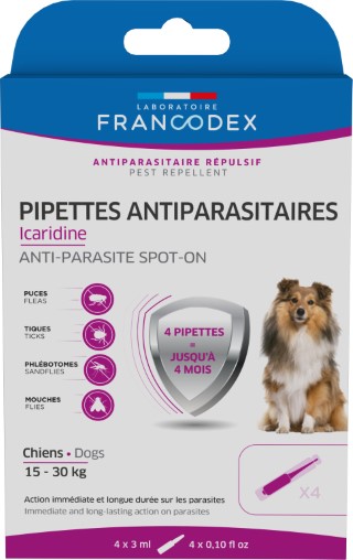Soin Chien - Francodex Pipettes antiparasitaires Icaridine - 4 x 3 ml 1039856