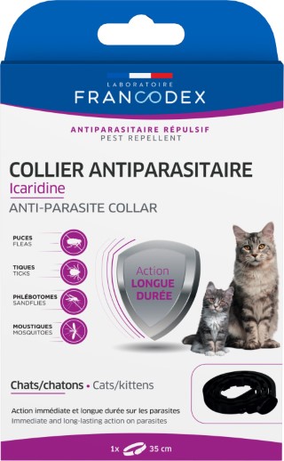 Soin Chat - Francodex Collier antiparasitaire Icaridine Noir - 35 cm 1039858