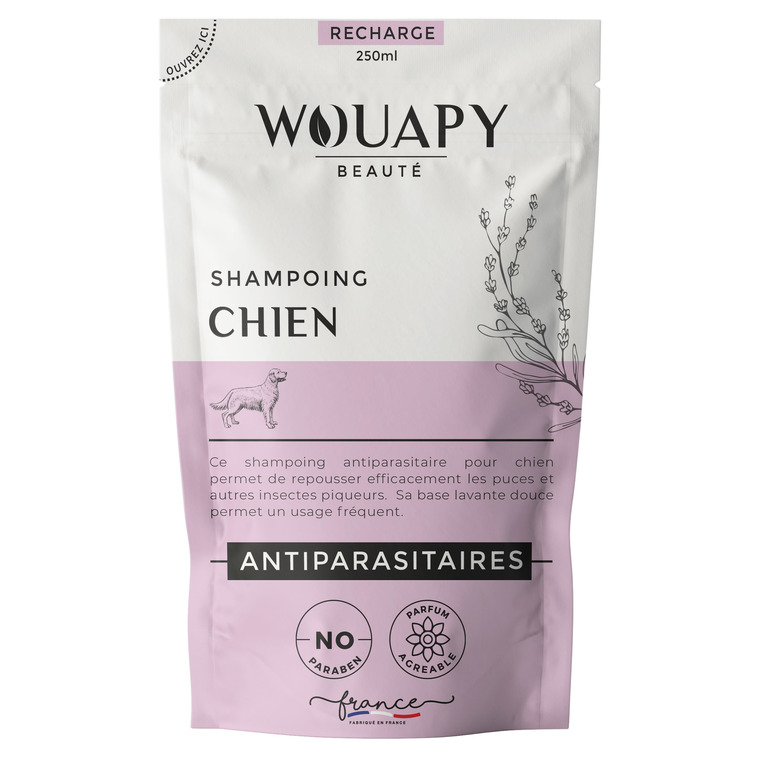 Hygiène Chien – Wouapy Recharge Shampooing Antiparasitaire – 250 ml 1002726