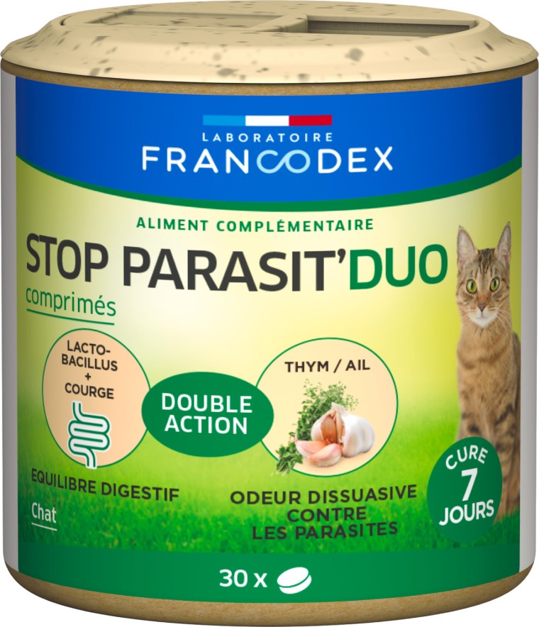 Soin Chat - Francodex Stop parasit'duo - 30 comprimés 1011281