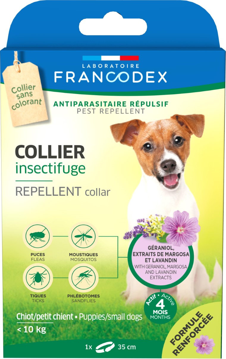 Soin Chien - Francodex Collier insectifuge Chiots et petits chiens moins de 10 kg - 35 cm 1038868
