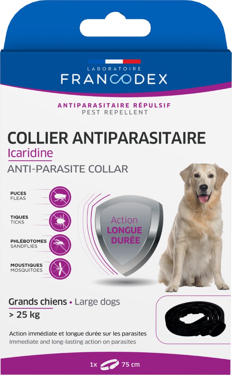 Soin Chien - Francodex Collier antiparasitaire Icaridine Noir - 75 cm 1039862