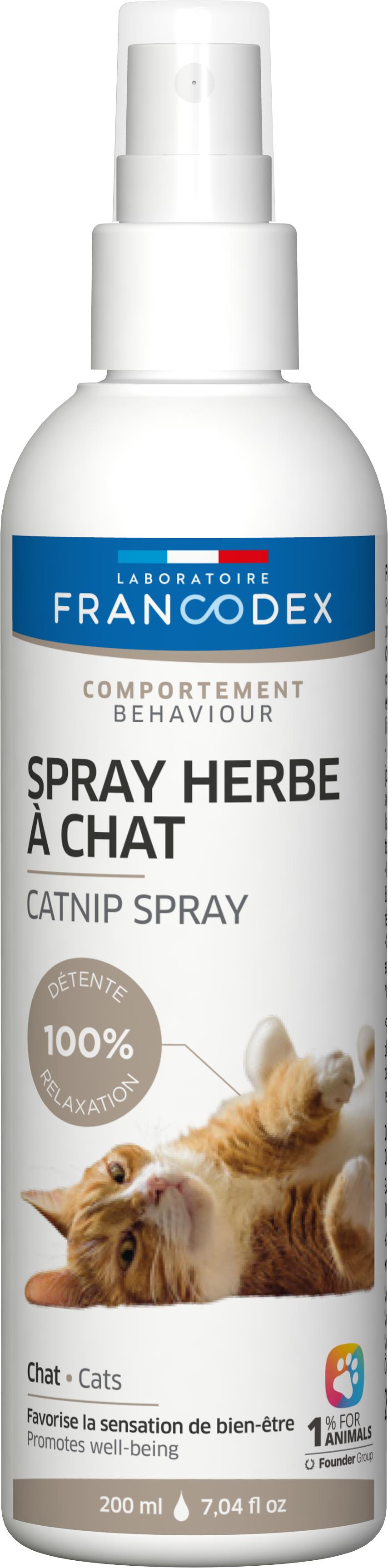 comportement chat – francodex spray herbe à chat – 200 ml