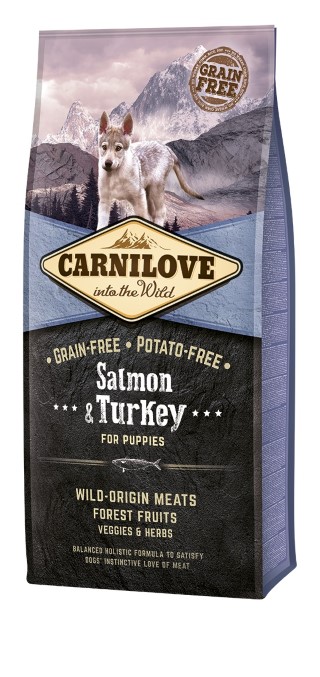 Croquettes Chiot Sans Céréales - Carnilove Salmon & Turkey Puppy 12kg 280989