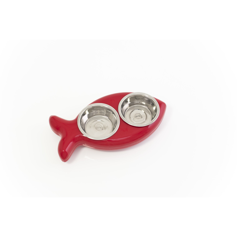 Gamelle Chat - Hing The fish double bol rouge 210907
