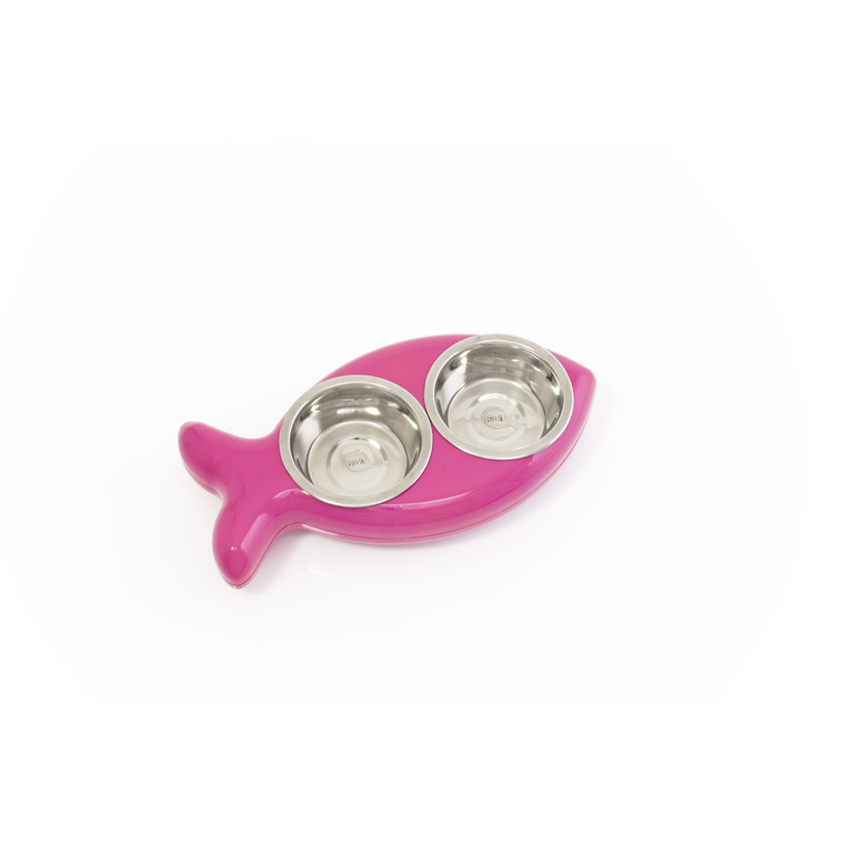 Gamelle double pour chat - The Fish - Rose 210908