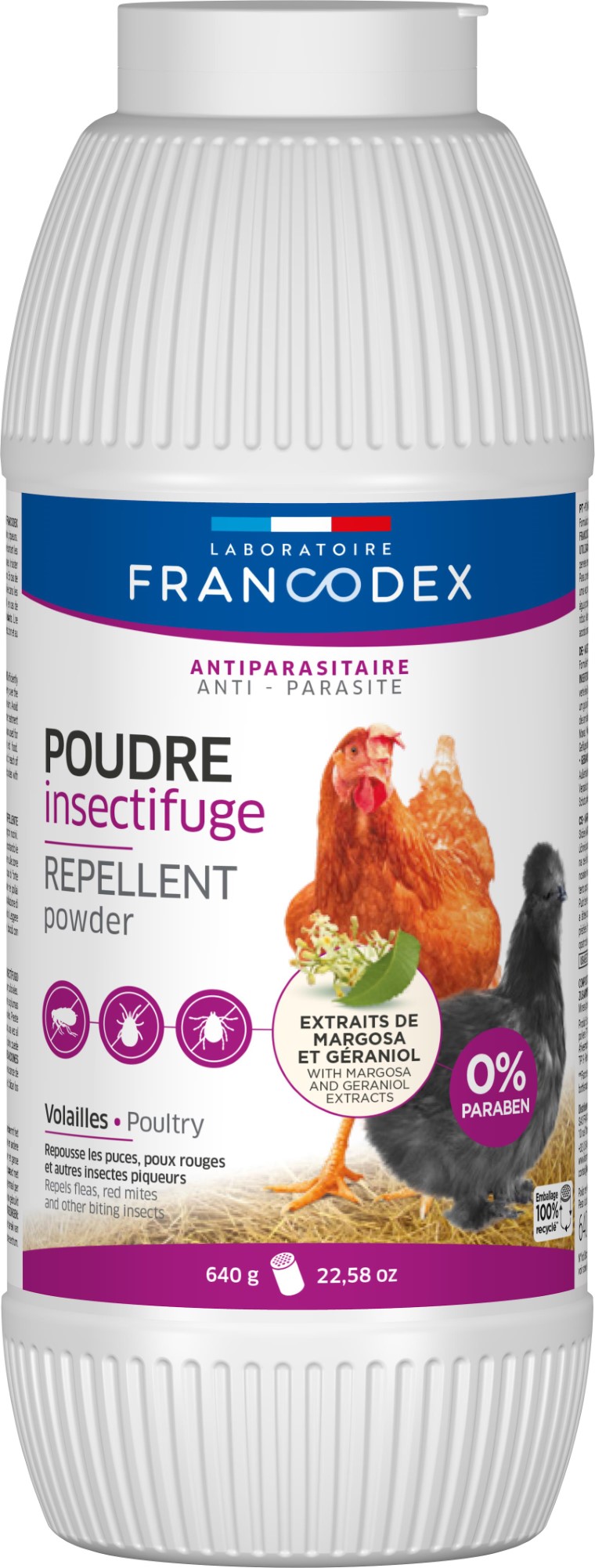 Soin Oiseaux – Francodex Poudre Insectifuge Volaille – 640 g 280266