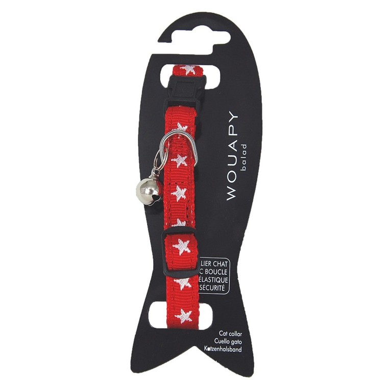 collier chat - wouapy collier nylon star rouge - 32 x 1,2 cm