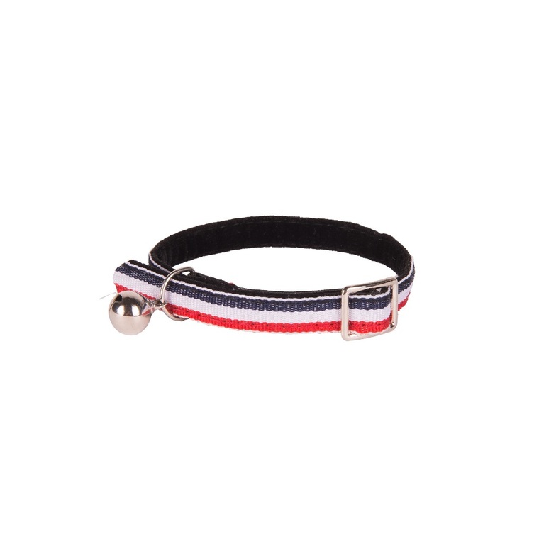 collier chat - wouapy collier style rayure bleu blanc rouge - 18/25,5 cm