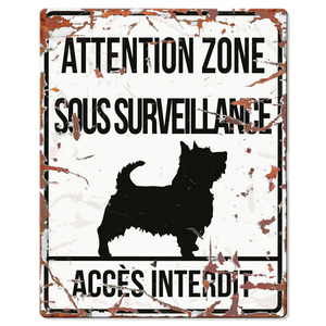 Plaque en métal blanc « Attention au chien » Petit Terrier 20x25 cm 325770