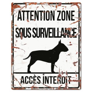 Plaque en métal blanc « Attention au chien » Bull Terrier 20x25 cm 325778