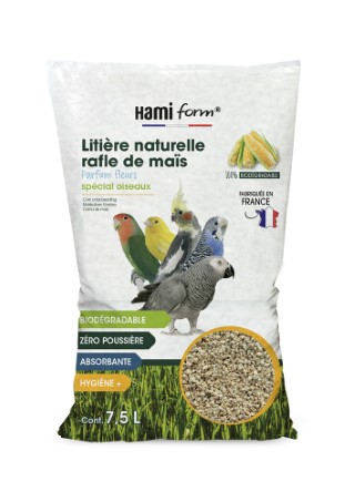 Habitat Oiseau – Hamiform Litière naturelle rafle de maïs parfum fleurs – 7,5 L 36164