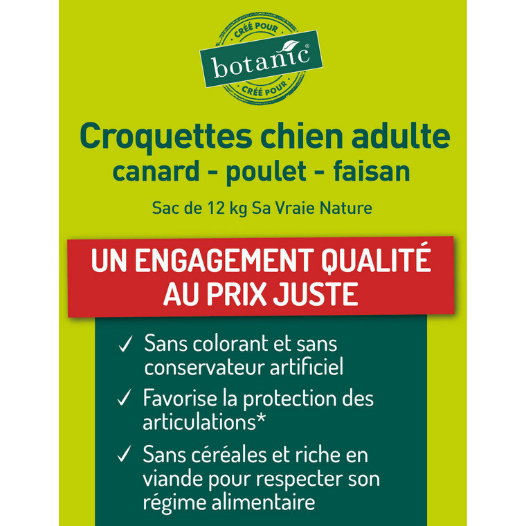 Croquettes Chien Sans Céréales – Sa Vraie Nature Canard Poulet Faisan – 12 kg 335703