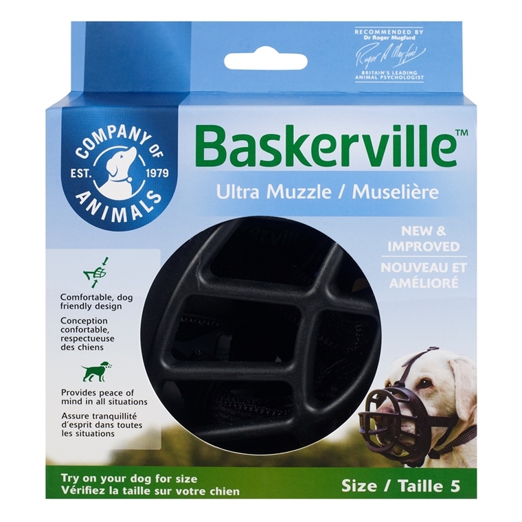 Muselière pour chien noire caoutchouc thermoplastique Baskerville Ultra – Taille 5 343323