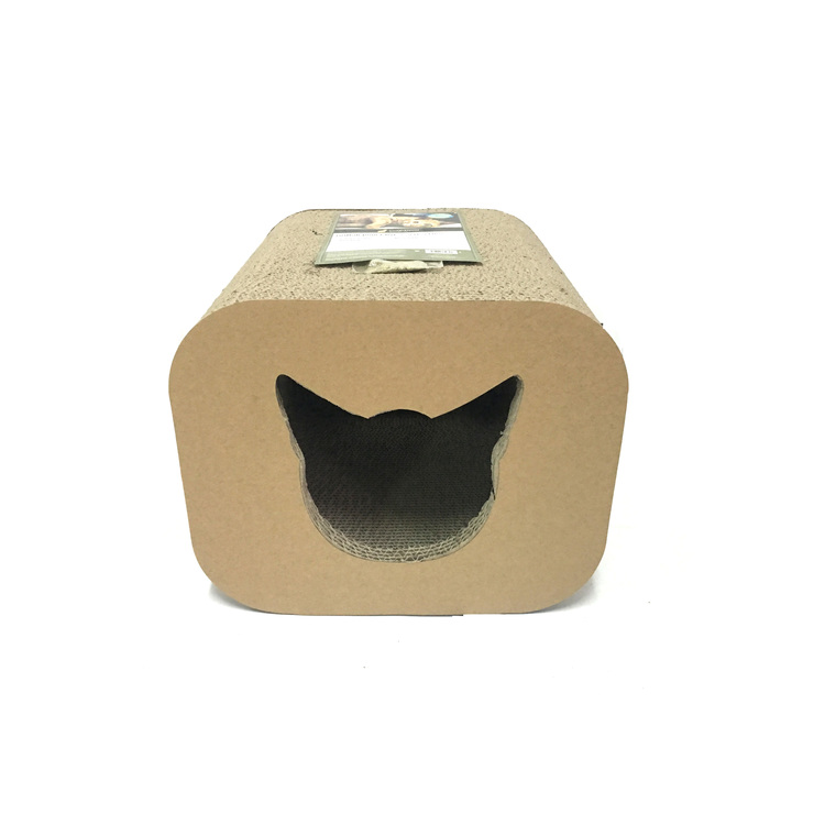 Griffoir Chat - Champion Companion Griffoir Scratcher Cat head Box Beige - 30 x 30 x 25 cm 385483
