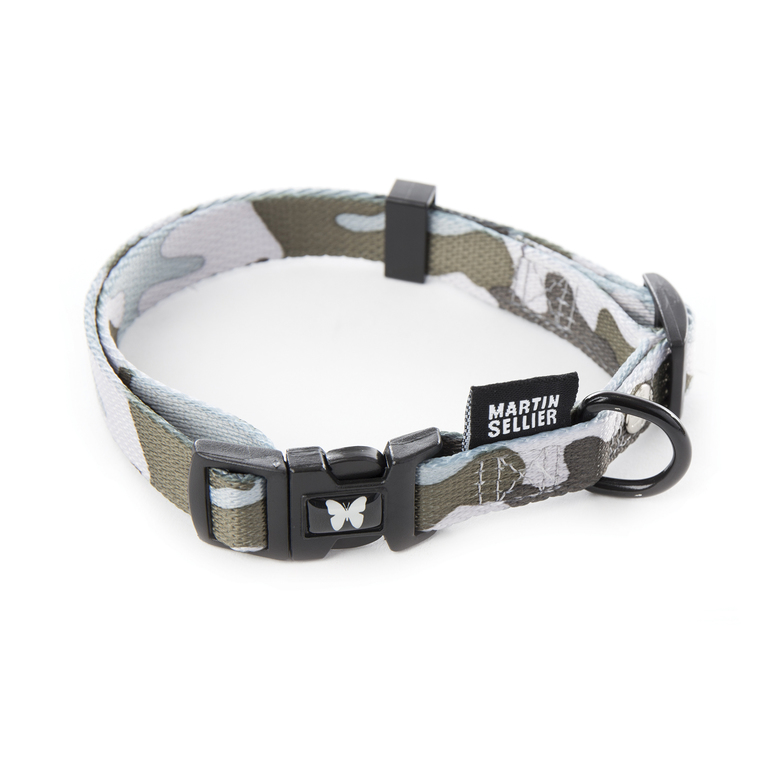 collier camouflage gris pour chien - 2,5x45/65 cm