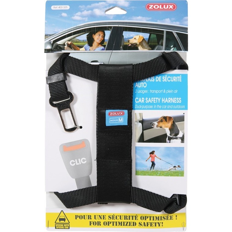 transport chien - harnais de sécurité voiture medium - 21x2x33,5 cm