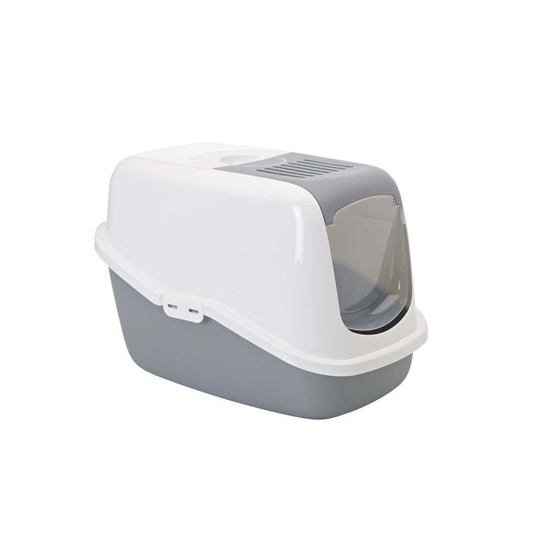 hygiène chat – savic maison de toilette nestor gris – 56 x 39 x 38,5 cm