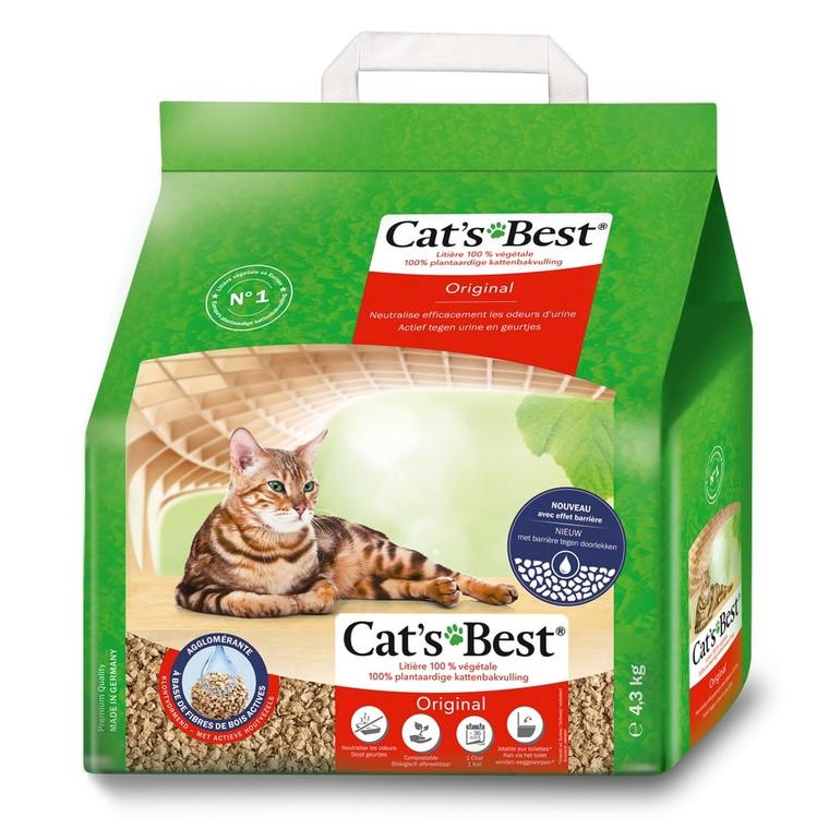 Litière végétale chat - Cat's Best Original - 4,3kg  Litières et maisons  de toilette chats - Médor et Compagnie®