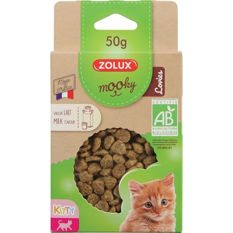 Friandises pour chaton Mooky bio kitty lovies lait en étui de 50 g 416045