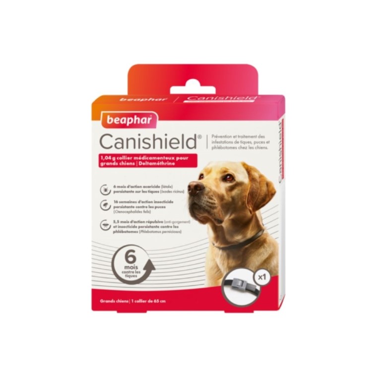 Collier antiparasitaire chien - Beaphar CaniShield - Taille L 65 cm 527517