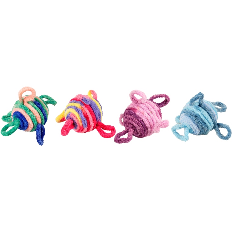 jouet chat - flamingo lot de 2 balles en laine - ø 4,5 cm - coloris aléatoire