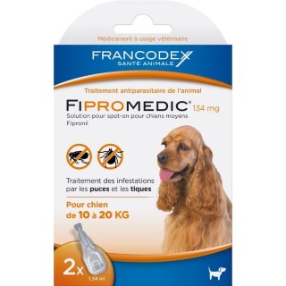Pipettes antiparasitaires chien Fipromedic 10-20kg x2 637987