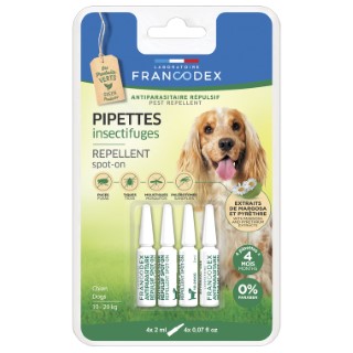 Hygiène Chien – Francodex Pipettes insectifuges chien – X4 646692