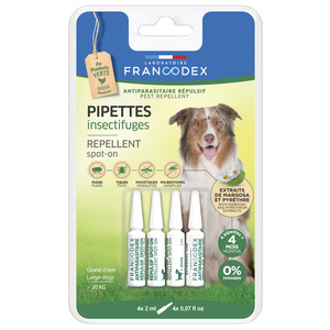 Hygiène Chien – Francodex Pipettes insectifuges grand chien – X4 672636