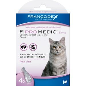 Fipromedic 50mg antiparasitaire pour chats x4 637984