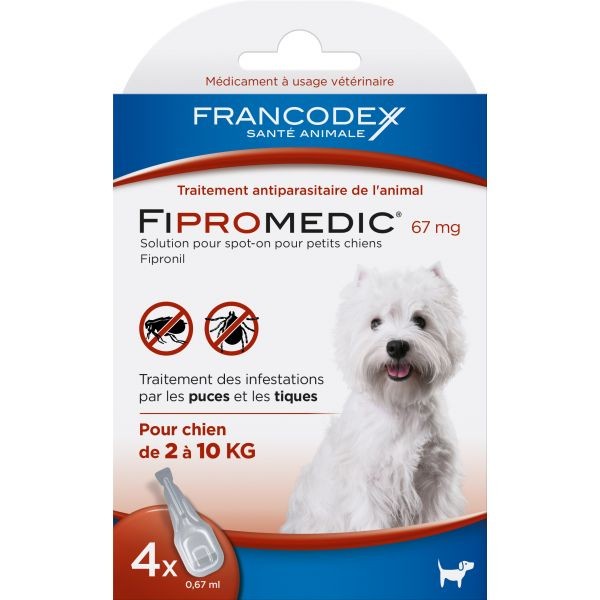 Pipettes antiparasitaires chien Fipromedic 2-10kg x4 637986