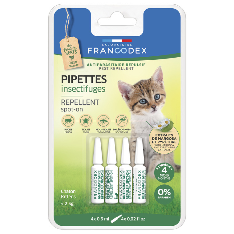 Soin Chat – Francodex Pipettes insectifuges chaton – X4 646677