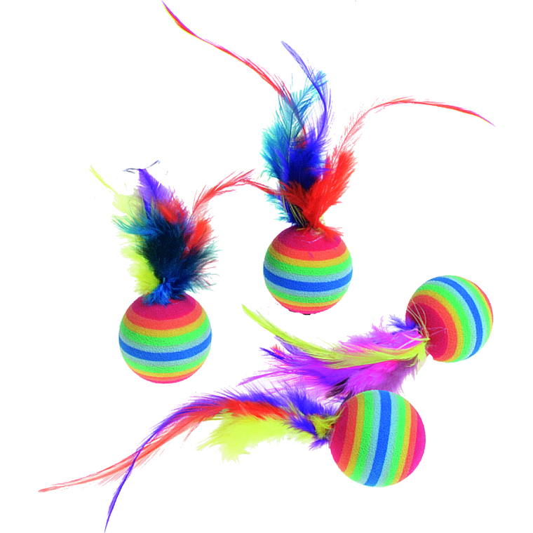 Jouet Chat - Flamingo lot de 4 Balles Rainbow Multicolore - Ø 3 cm 658605