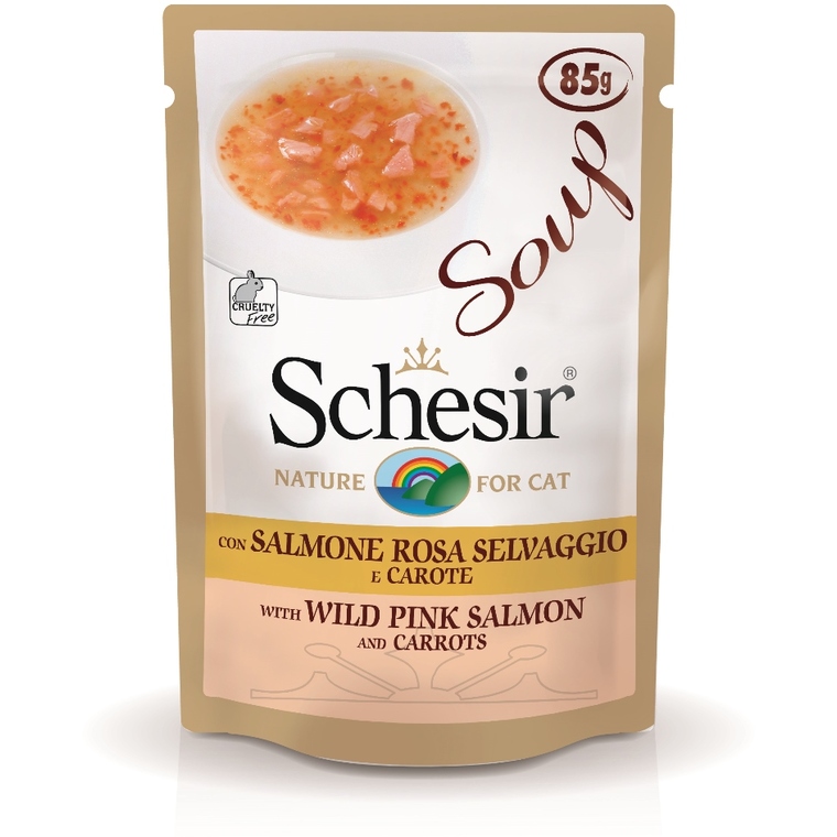 Soupe chat Schesir Saumon rose sauvage et carottes - 85g 672775