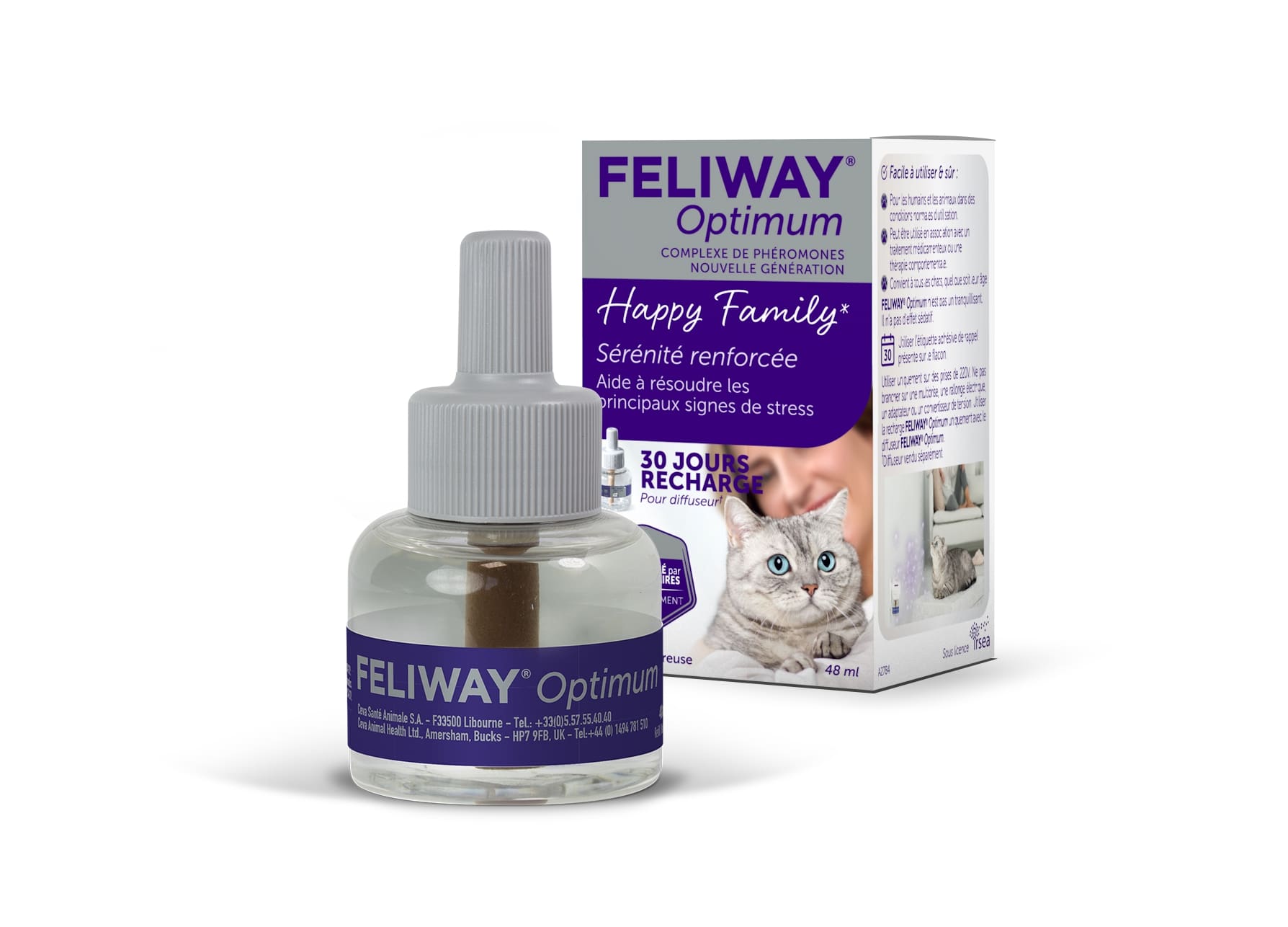 Feliway Optimum - Recharge 48 ml  Hygiène et Soins chats - Médor et  Compagnie®