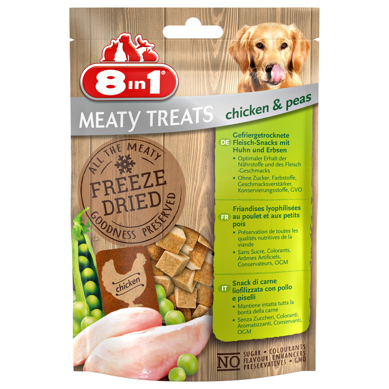 friandises chien – 8in1 meaty treats poulet et petits pois– 50 g