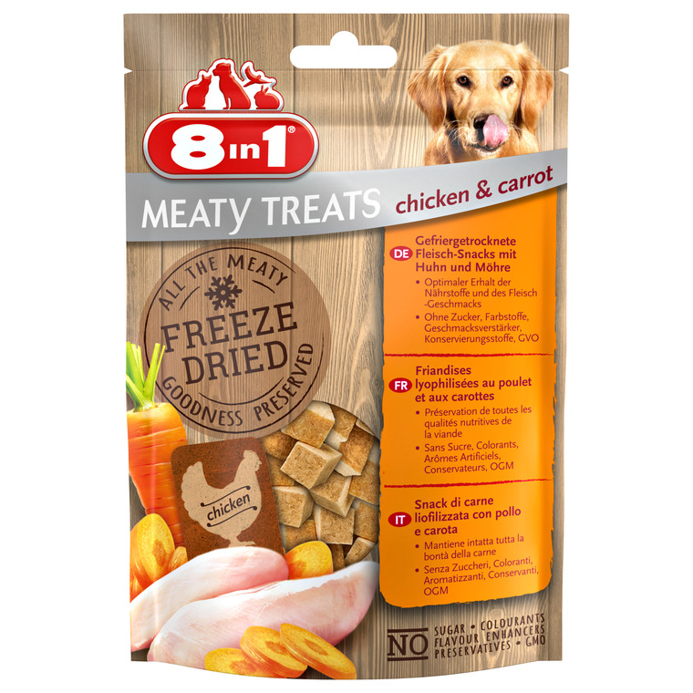friandises chien – 8in1 meaty treats poulet et carottes – 50 g