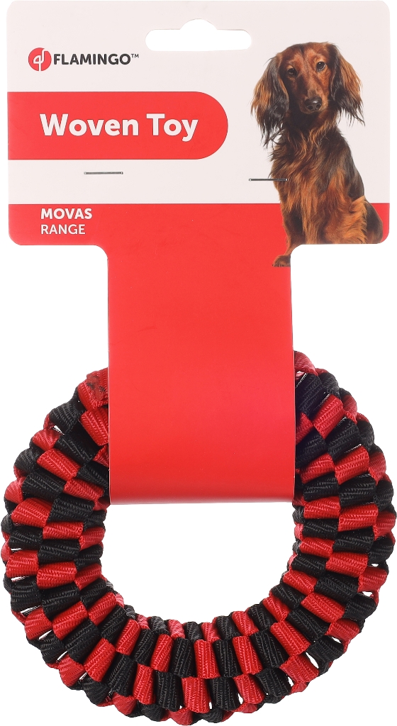 jouet chien - flamingo jouet movas anneau rouge et noir - ø 13 cm