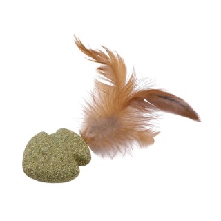Jouet Chat - Wouapy Poisson nageur à plumes avec Matatabi et Herbe à chat Beige - 12 x 5 x 1 cm 714392