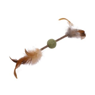 Jouet Chat - Wouapy Boule à plumes avec Matatabi et Herbe à chat Beige - 20 x 3,8 x 3,8 cm 714393