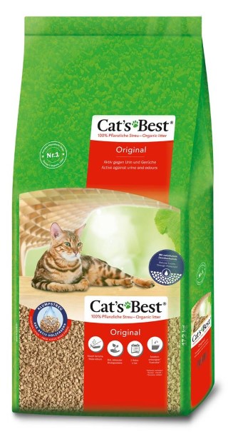 Litière végétale agglomérante pour chat Cat's Best Original 40L - 17,2kg 73784
