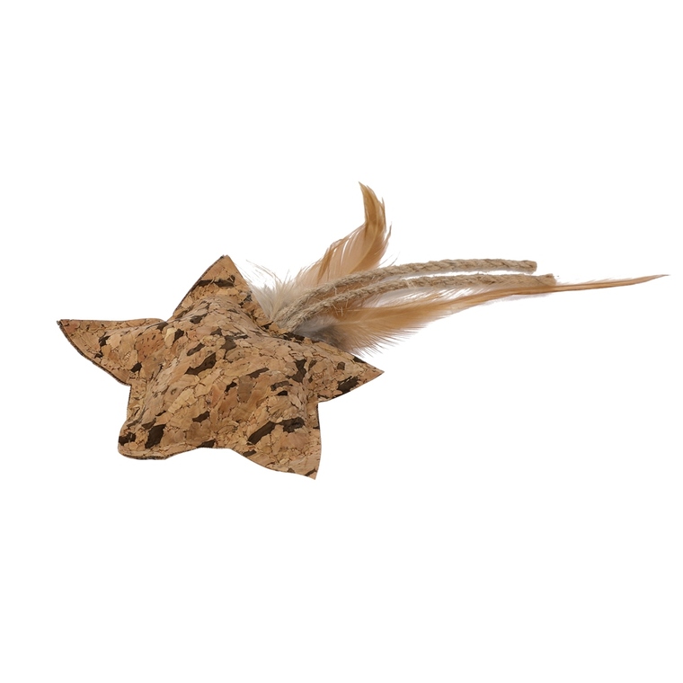 Jouet Chat - Wouapy Étoile en liège avec plume Beige - 15 x 10 cm 714401