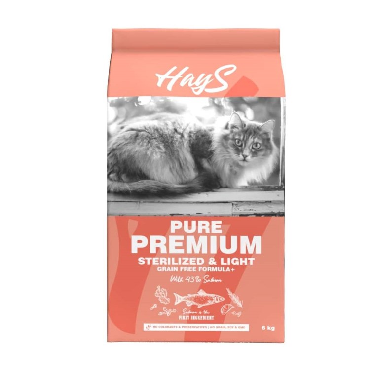 Croquettes Chat Stérilisé – Hays Pure Premium Light au saumon – 6 kg 740325